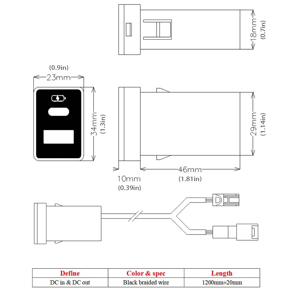 Car Charger PD QC3.0 Fast Charging Type c USB Port Socket,with LED Light Show for Toyota Compatible with Smart Phone,Tablet,and USB Device