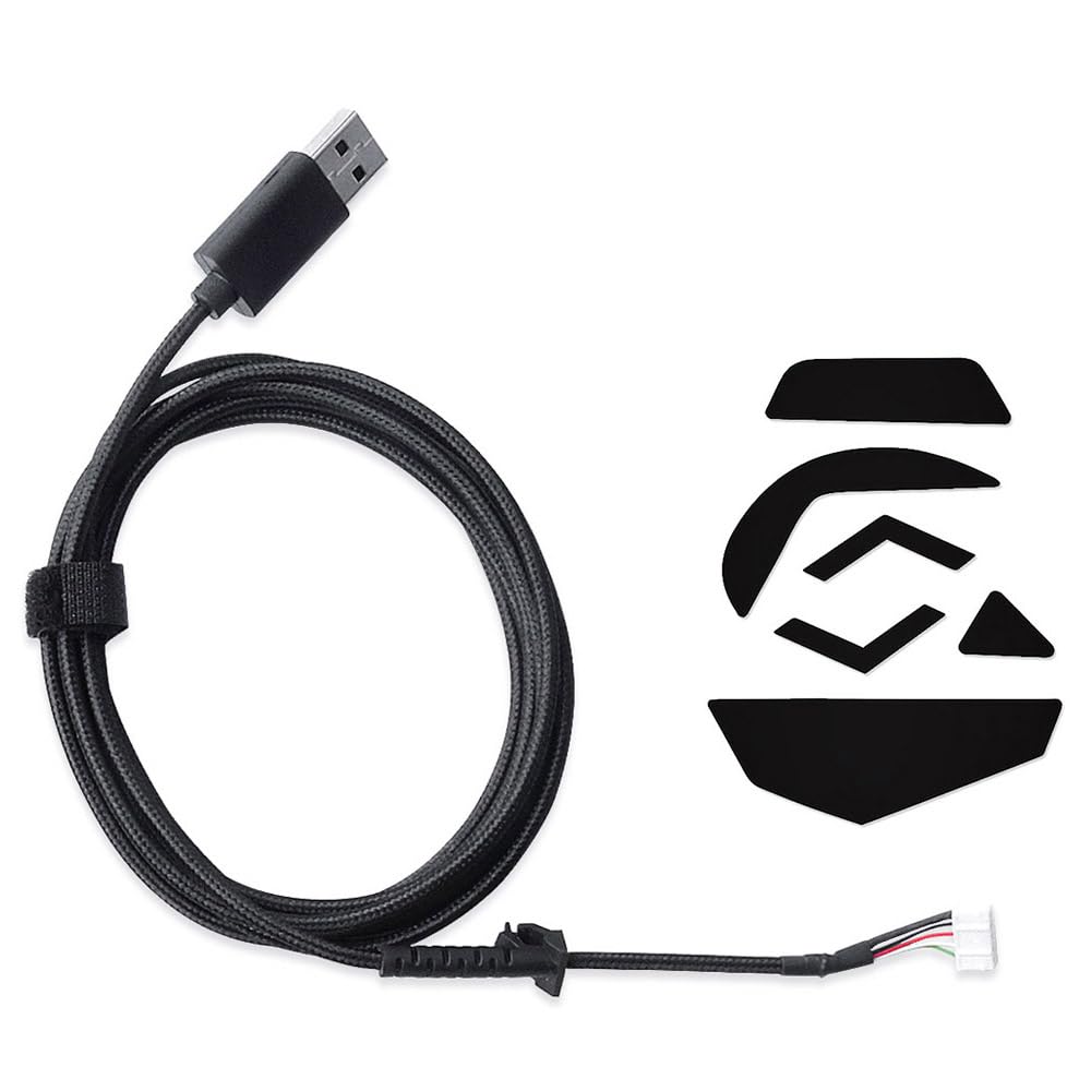 HUYUN USB Mouse Cable Mice Line & 1 Set Mouse feet Compatible for logit G502 Hero G502 Wired Mouse Plug and Play Mouse Cable