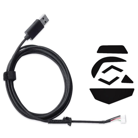 HUYUN USB Mouse Cable Mice Line & 1 Set Mouse feet Compatible for logit G502 Hero G502 Wired Mouse Plug and Play Mouse Cable