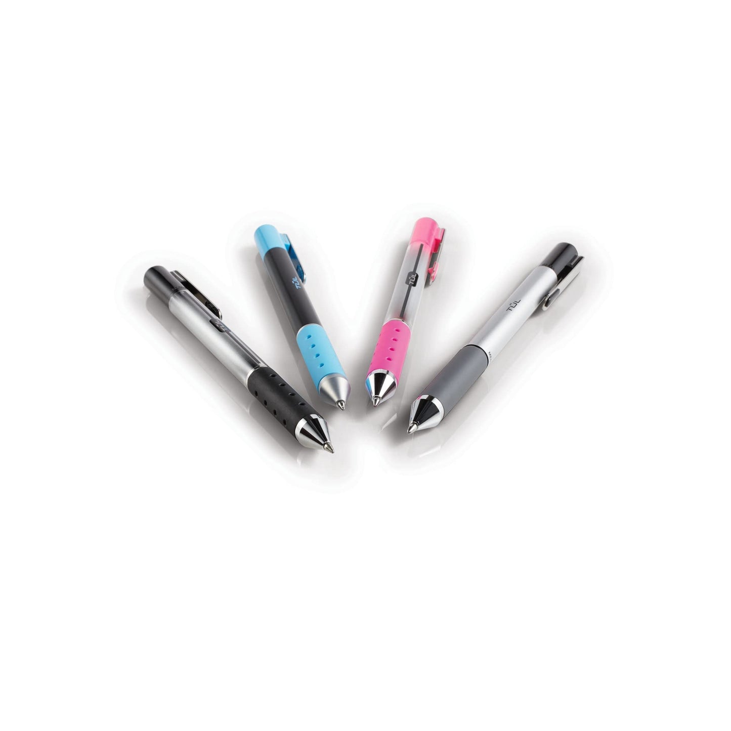 TUL Retractable Gel Pens, Fine Point, 0.5 mm, Gray Barrel, Black Ink, Pack Of 12 Pens