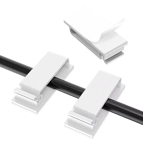 Adhesive Cable Clips Holder, Outdoor Light Clips, White Cord Wire Clips, Sturdy Nylon Cord Wall Finisher Wire Clamp for Home, Car, Office Desk Wire