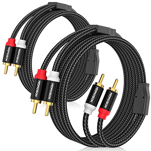 HOSONGIN RCA Cables 3.3ft 2 Pack[Hi-Fi Sound, Nylon Braided, Shielded], 2-Male to 2-Male RCA Audio Stereo Subwoofer Cable Auxiliary Cord for Home
