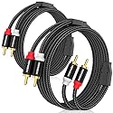 HOSONGIN RCA Cables 3.3ft 2 Pack[Hi-Fi Sound, Nylon Braided, Shielded], 2-Male to 2-Male RCA Audio Stereo Subwoofer Cable Auxiliary Cord for Home