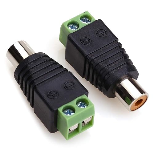 MOBOREST RCA to Speaker Wire Adapter, Solderless Female RCA Connector to AV Screw Terminal, Audio Video Speaker Connectors for CCTV Camera, Amplifier