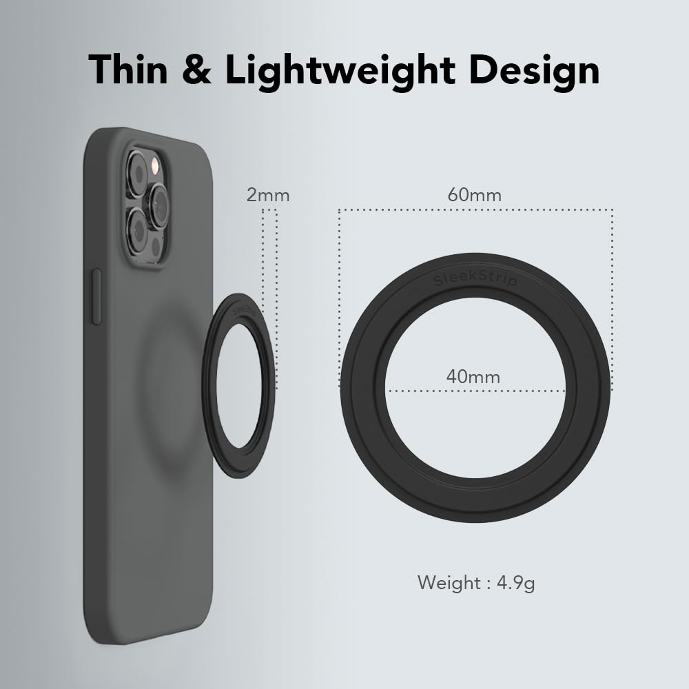 SleekStrip Mag Ring MagSafe Magnetic Ring Adapter for iPhone Android Kindle Strong Adhesive MagSafe Sticker for Phone Case Back of Phone Magnetic