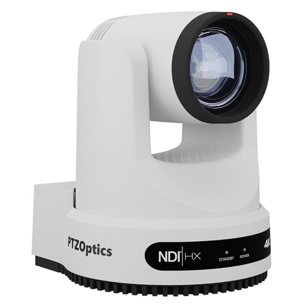 PTZOptics Move 4K 20x Auto-Tracking PTZ Camera with Built-in Tally Light, 3D Noise Reduction, and Advanced White Balance Modes (White)