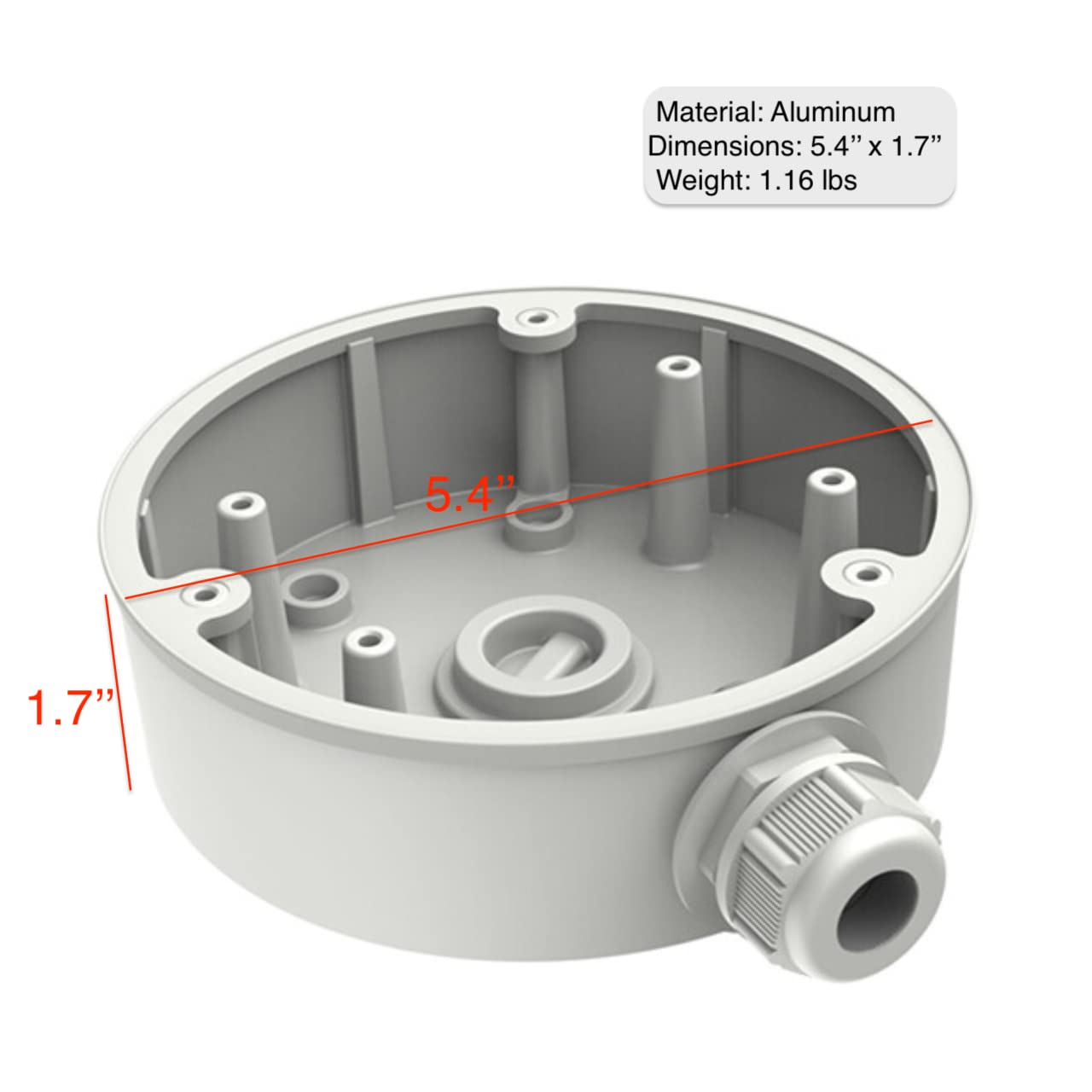 KENUCO DS-1280ZJ-DM21 CB140PT Junction Box for Cameras 5.4'' Conduit Base(1 Pack)