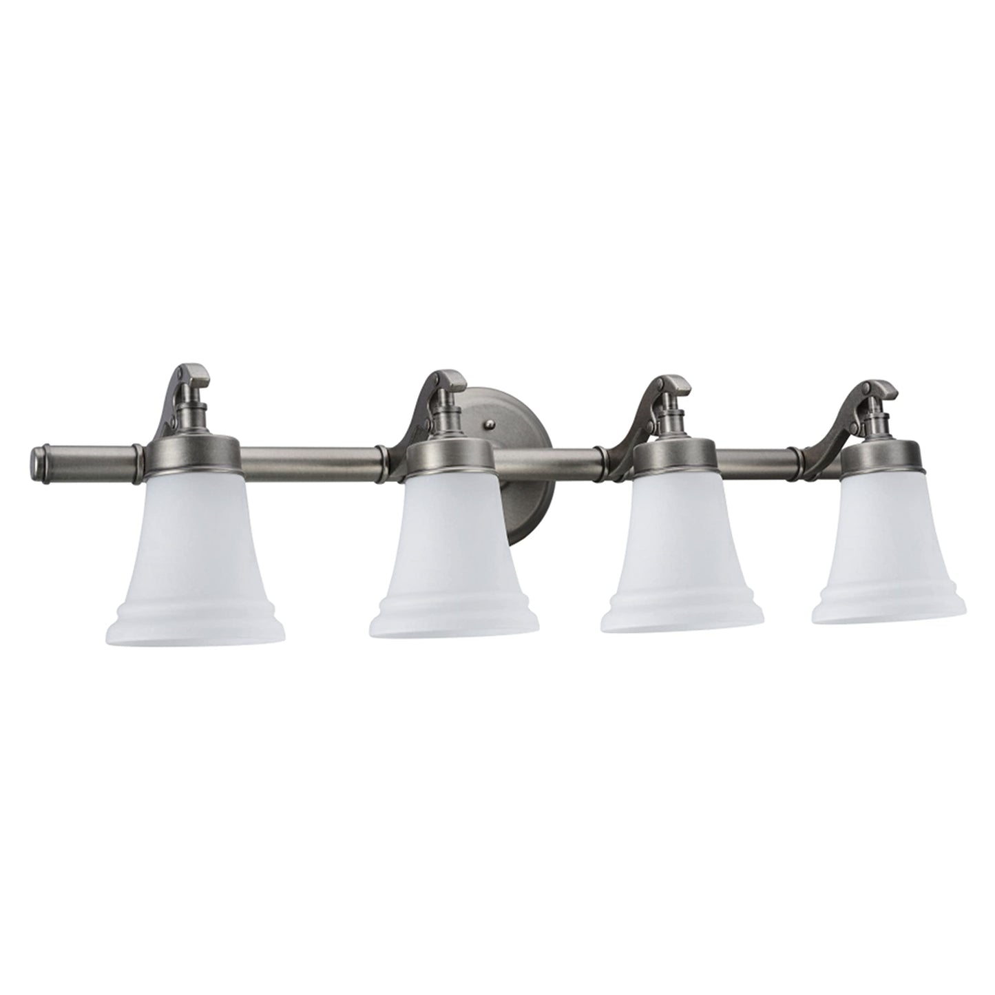 Aspen Creative 62067, Three-Light Metal Bathroom Vanity Wall Light Fixture, 30 1/2" Wide, Transitional Design in Rustic Pewter with White Opal Glass