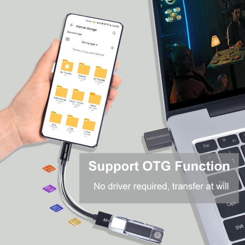 COUPLING USMILE USB C to USB 3.2 Adapter [2pcs Black], Transfer up to 10Gbps, Type C to USB(Male-Female OTG Cable USBC to USB Adapter Compatible…