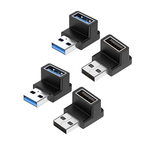 rgzhihuifz 4 Pack USB 3.0 Adapter 90 Degree Male to Female Combo Vertical Up and Down Angle Coupler Connector?USB 3.0 Male to Female 90 Degree Right
