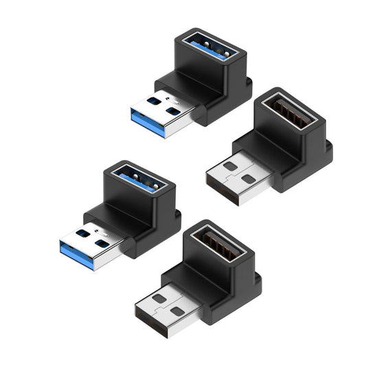 rgzhihuifz 4 Pack USB 3.0 Adapter 90 Degree Male to Female Combo Vertical Up and Down Angle Coupler Connector?USB 3.0 Male to Female 90 Degree Right