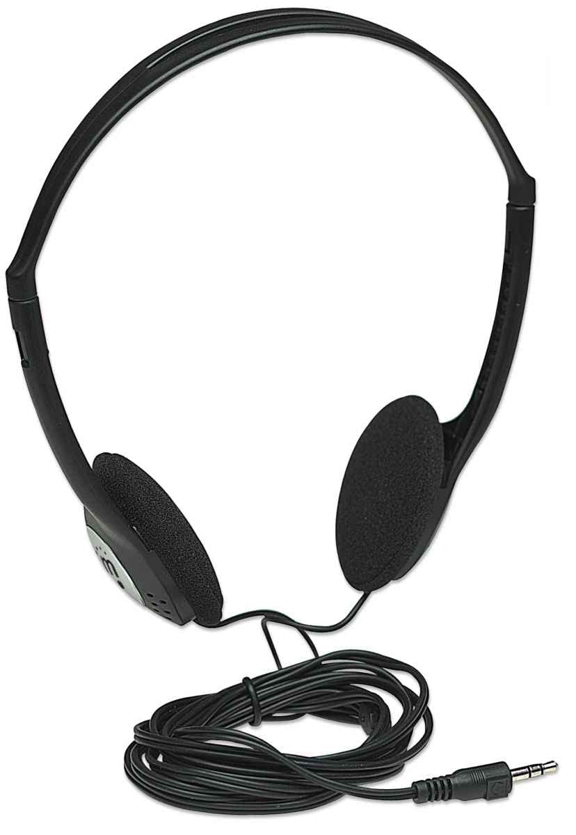 Manhattan On-Ear Wired Stereo Headphone - Long 6ft Cable, Single 3.5mm Plug, Lightweight, Adjustable Headband-for Walkman, CD Player, Computer -177481
