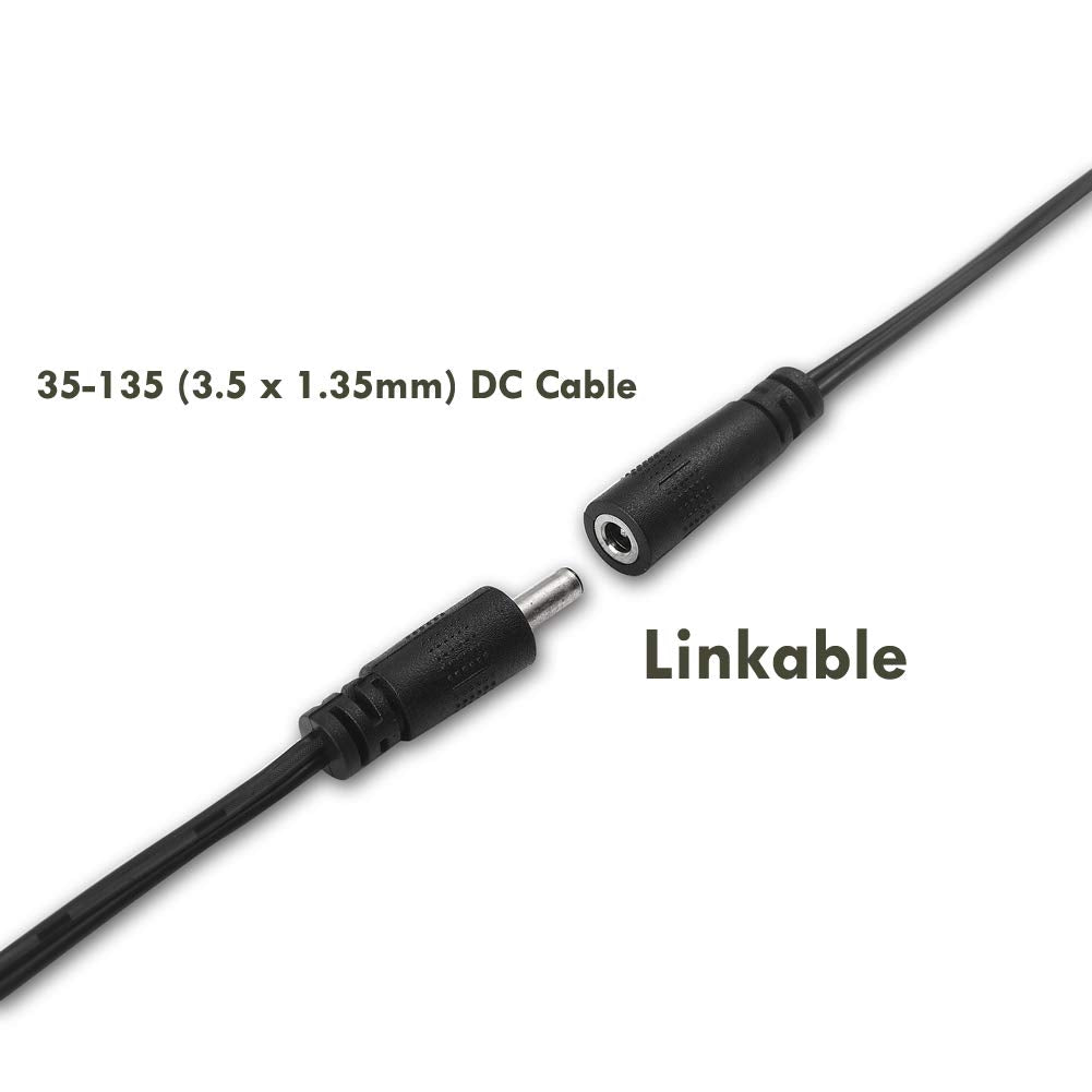 Lvyinyin Extension Cable for Under Cabinet Lighting Dimmable LED Puck Lights Linkable Strip Kit DC 12V 5ft 35-135 DC Connector (#35-135, 5 Packs