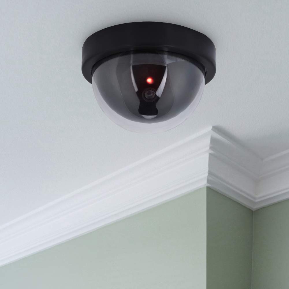 ASHATA Fake Security Camera, MR-02Y Dummy Fake Dome Surveillance Security Camera Simulated Decoy Camera Fake Camera with 1pc Flashing LED Light