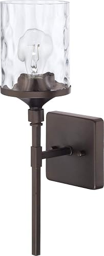 HomePlace by Capital Lighting 628811BZ-451 Colton Urban/Industrial Clear Water Glass Torchiere Wall Sconce, 1-Light 100 Watt, 17" H x 5" W, Bronze