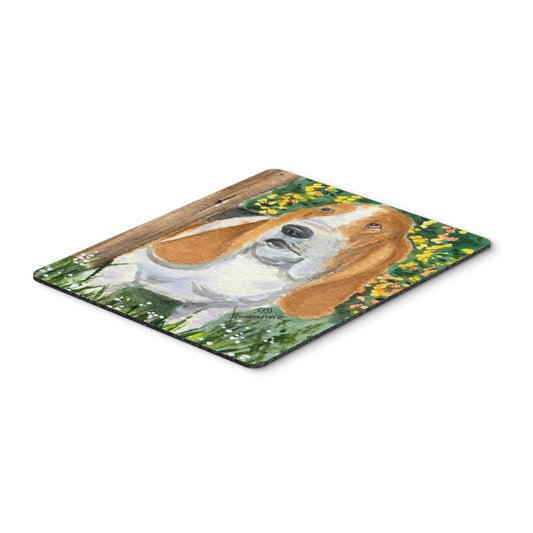 Caroline's Treasures SS8964MP Basset Hound Mouse Pad, Hot Pad or Trivet for Home Office Gaming Working Computers Laptop Mouse Mat,Washable Large
