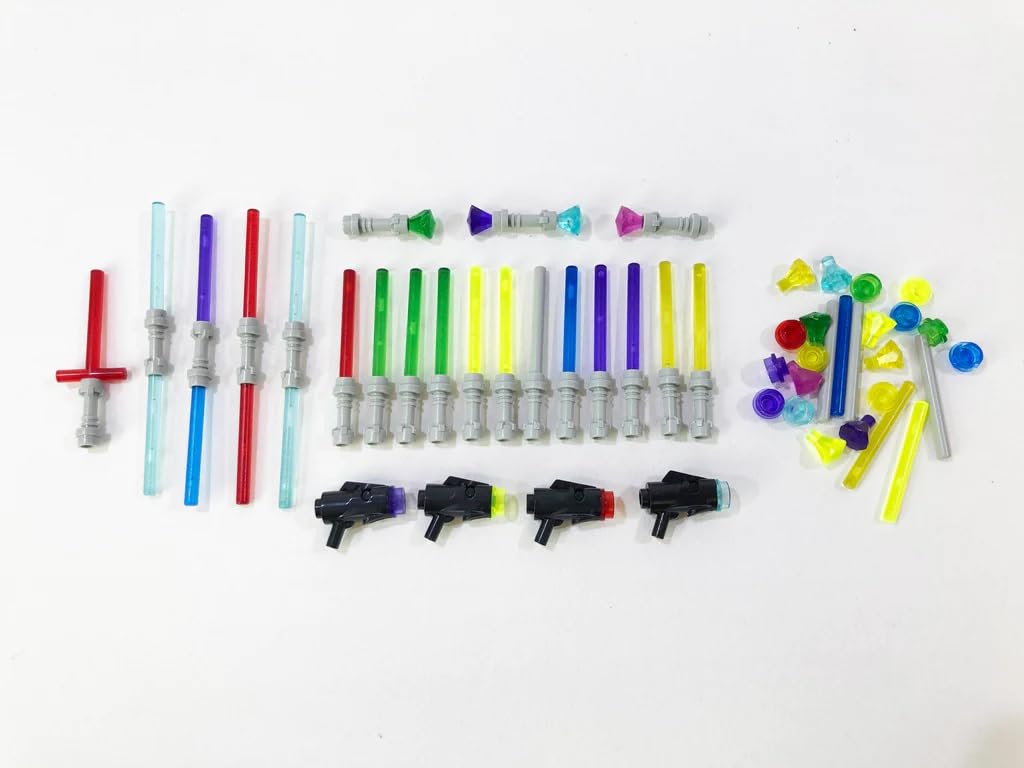 Brick Loot 75+ Mini Weapons Pack – Light Sabers, Blasters & Accessories for Lego Minifigures, Star Wars Compatible Toy Set Ages 6+