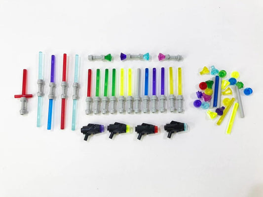 Brick Loot 75+ Mini Weapons Pack – Light Sabers, Blasters & Accessories for Lego Minifigures, Star Wars Compatible Toy Set Ages 6+
