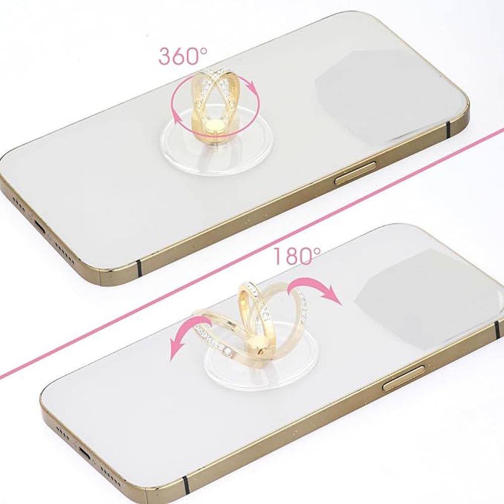 3 Pcs Finger Ring Set Stands Cellphone Ring Holder, Rhinestones Phone Holder 360° Rotation Ring Stand, Clear Cell Phone Kickstand for Most of Phones