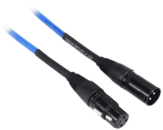 Rockville RCXFM10P-BL 10 Foot XLR Microphone/Speaker Cable, 100% Copper Conductors, 90% OFC Shielding, REAN Connectors, for Live Sound and Studio