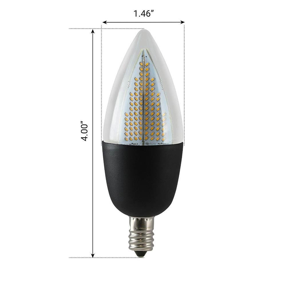 Euri Lighting Flickering Flame Bulb, ECA9.5-2120fcb, Decorative CA9.5 Candelabra E12 Base, Warm White 1800K, Non-Dim, 1W (6W Equivalent), 80lm, Black