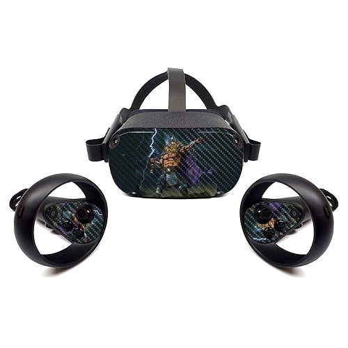 MightySkins Carbon Fiber Skin for Oculus Quest - God Of Thunder | Protective, Durable Textured Carbon Fiber Finish | Easy to Apply, Remove, and Change
