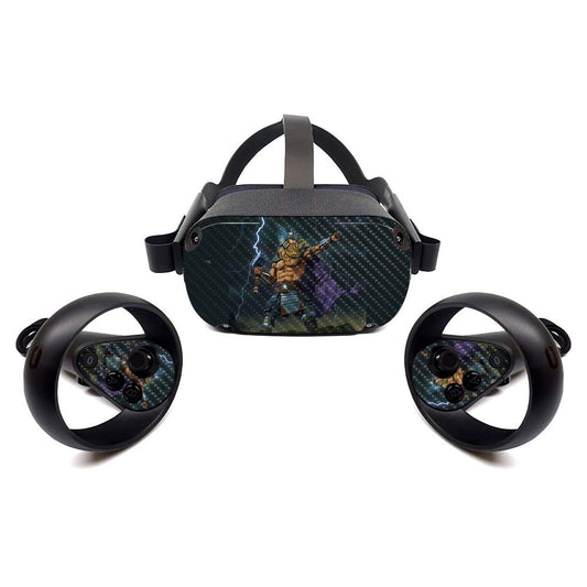 MightySkins Carbon Fiber Skin for Oculus Quest - God Of Thunder | Protective, Durable Textured Carbon Fiber Finish | Easy to Apply, Remove, and Change