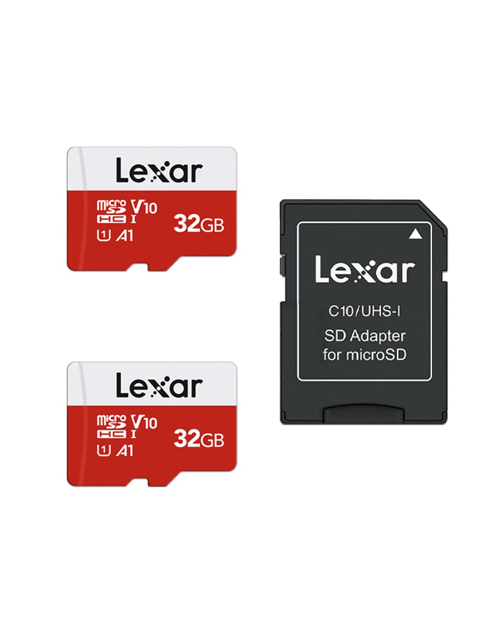 Lexar 32GB Micro SD Card 2 Pack, microSDHC UHS-I Flash Memory Card with Adapter - Up to 100MB/s, U1, Class10, V10, A1, High Speed TF Card (2 microSD