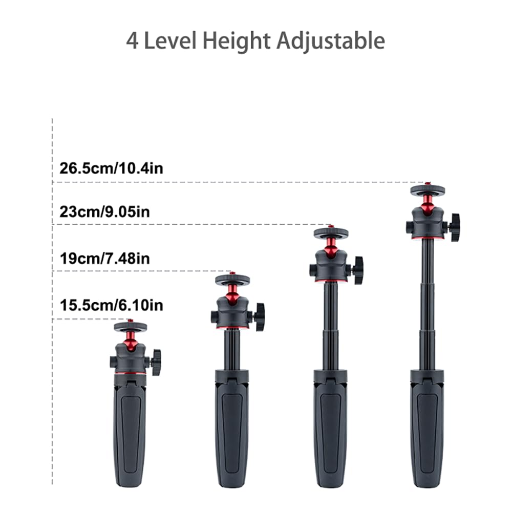 Mini Tripod Selfie Stick 3-in-1 Extension Pole with Phone Clamp - Aluminum Vlogging Stand for Smartphone Action Camera Webcam 1/4” Thread