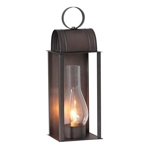 Irvin's Tinware, 103KB, Colonial Mantle Light in Kettle Black, Rustic Country Lamps