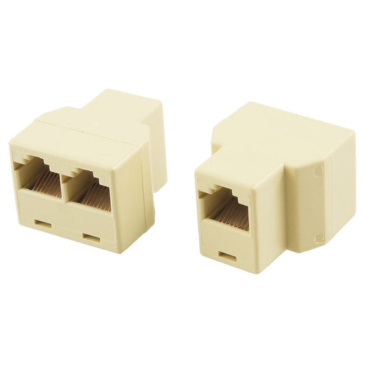 uxcell 2 Pcs 3 Way RJ45 LAN Network Ethernet Splitter Connector Khaki