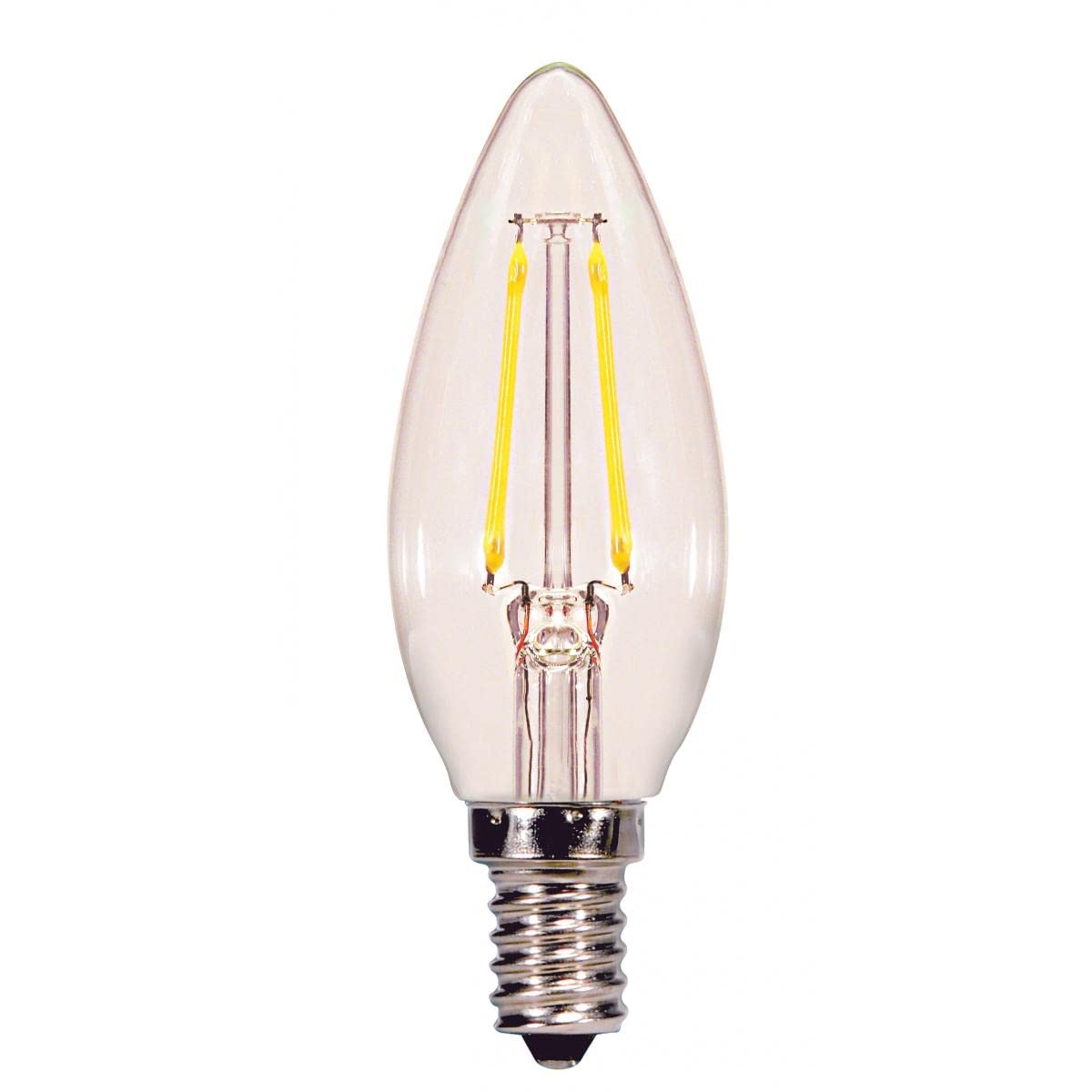Satco B11 E12 (Candelabra) Filament LED Bulb Soft White 25 Watt Equivalence 2 pk