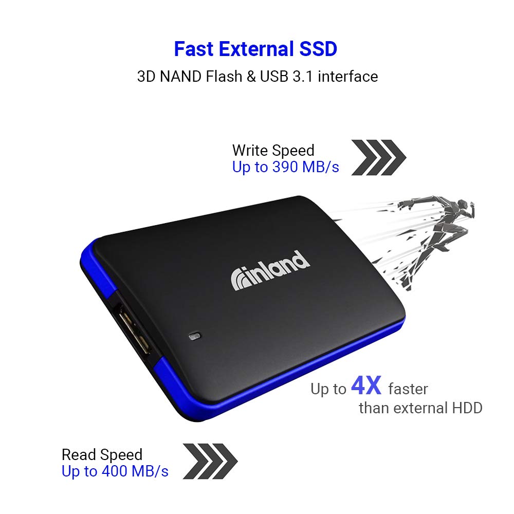 INLAND Professional External SSD 960GB Portable Solid State Drive 3D NAND USB 3.1 Mobile SSD Portable External Storage for PC Laptop Mac(960GB)