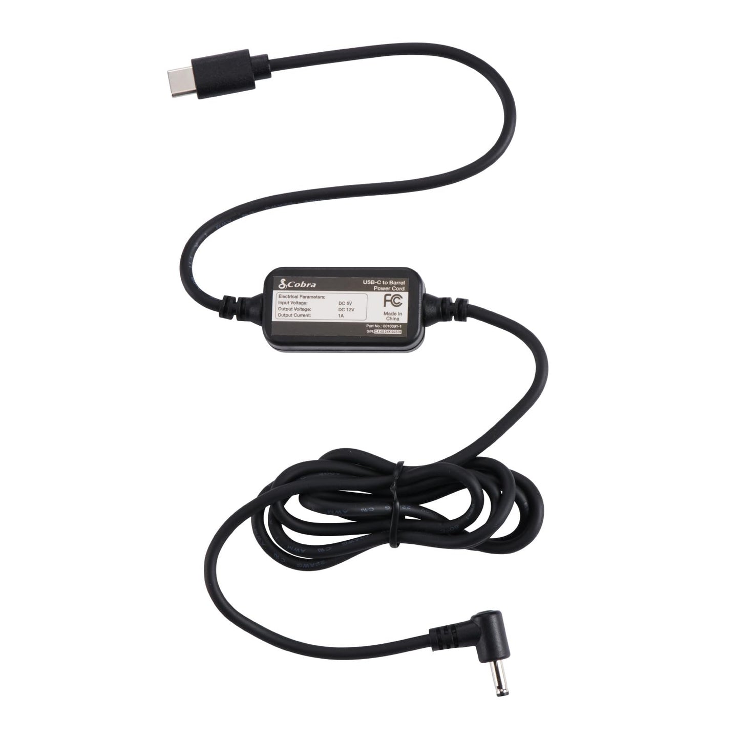 USB-C to Barrel Connector Radar Detector Power Cable for Cobra Radar Detectors, Compatible with Cobra RAD350 380 450 480i 700i and Suitable for Radar