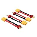 OliRC 4pcs XT60 Female to Male T-Plug Connector/Adapter with 14awg 2in Wire(C14-4)