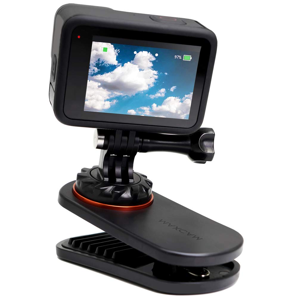 MAXCAM Swivel Backpack Mount Compatible with GoPro Hero11/10/9/8/7/6/5, Session, DJI Osmo Action, Insta360 One R/X