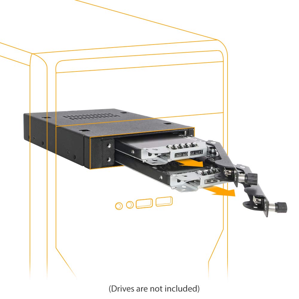 ICY DOCK Rugged Full Metal 2 x 2.5” SATA/SAS HDD & SSD Mobile Rack for External 3.5" Drive Bay with Key Lock & Thumb Screw Design | ToughArmor