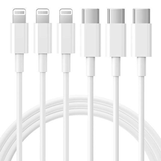 RCTech USB C to Lightning Cable 3Pack 6FT [MFi Certified] iPhone Fast Charger Cable USB-C Power Delivery Charging Cord for iPhone…