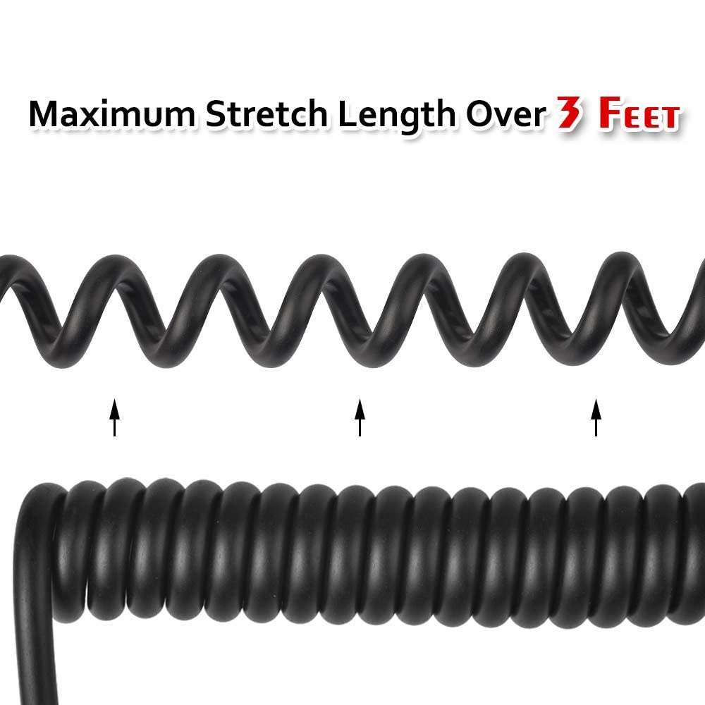 Superbat BNC Cable Coiled 3G/HD SDI Cable 3ft 75 Ohm BNC Jumper Right Angle for Cameras and Video Equipment?Support HD-SDI/3G-SDI?SDI Cord