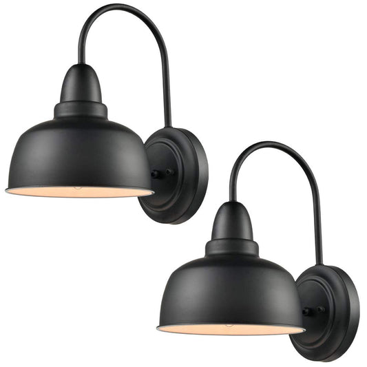 DIRYZON EUL Vintage Gooseneck Barn Light,Indoor/Outdoor Wall Sconces in Black Finish for Porch Set of 2