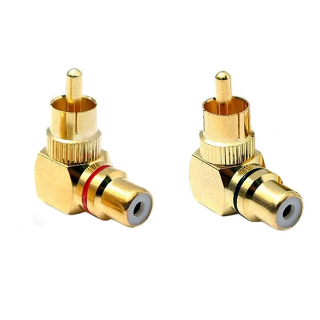 GDQLCNXB RCA Male to Female Adapter Right Angle for Audio Subwoofer Connection (2 Pack)