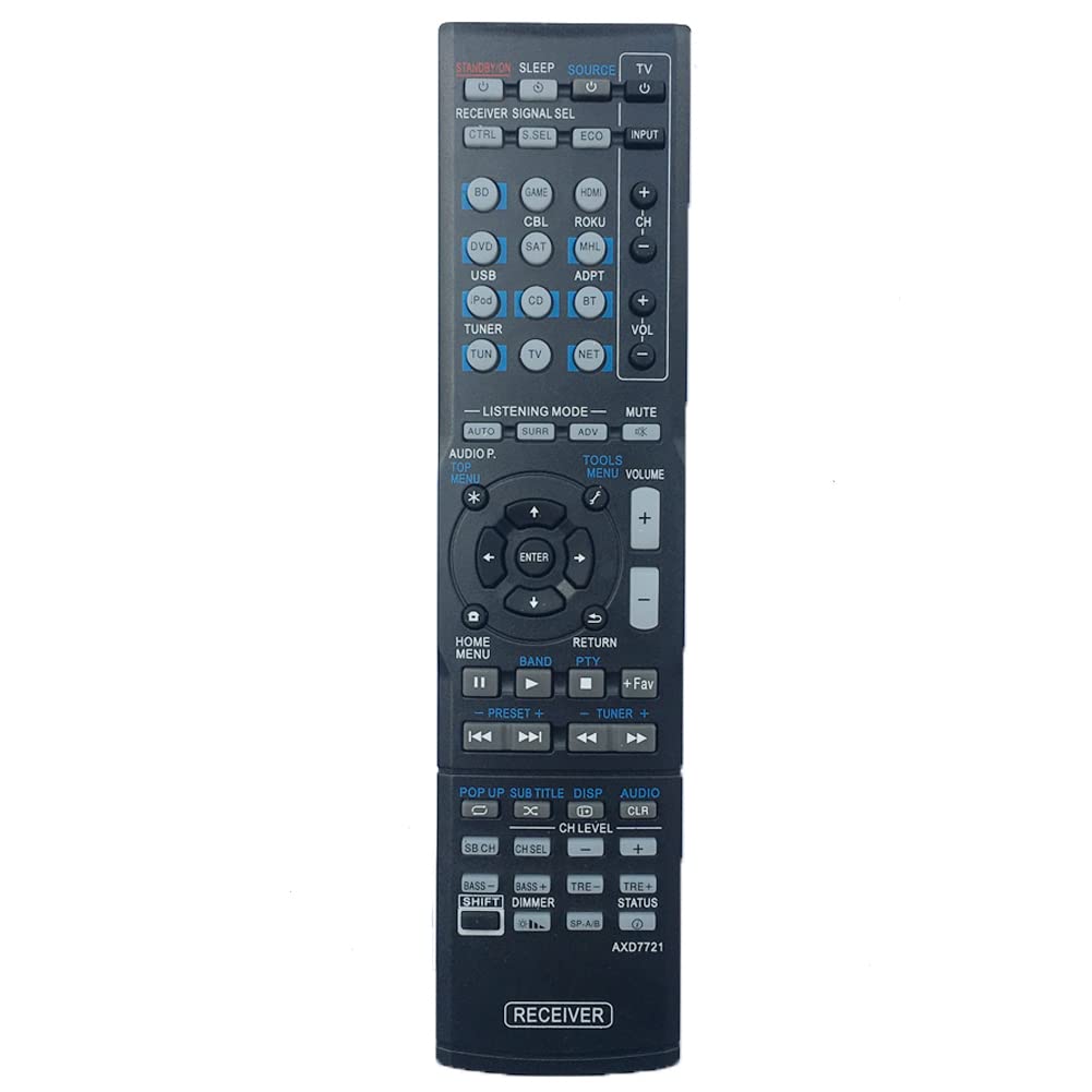 Replacement Remote Control AXD7721 Compatible for Pioneer VSX-1024 VSX-1024-K VSX-1029 VSX-1029-K VSX-44 7.2 Channel Networked AV Receiver