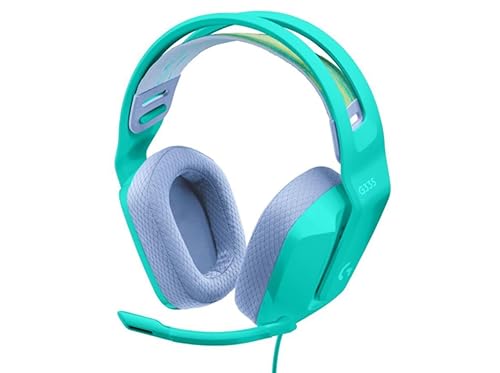 Logitech G335 Wired Gaming Headset, with Flip to Mute Microphone, 3.5mm Audio Jack, Memory Foam Earpads, Lightweight - Mint