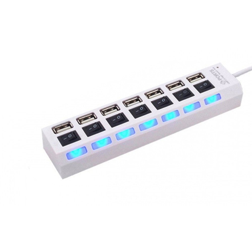 Micro USB Hub 2.0 7Port Hub USB with ON/Off Switch USB Splitter Adapter High Speed Peripheral Accessorie for Tablet Laptop
