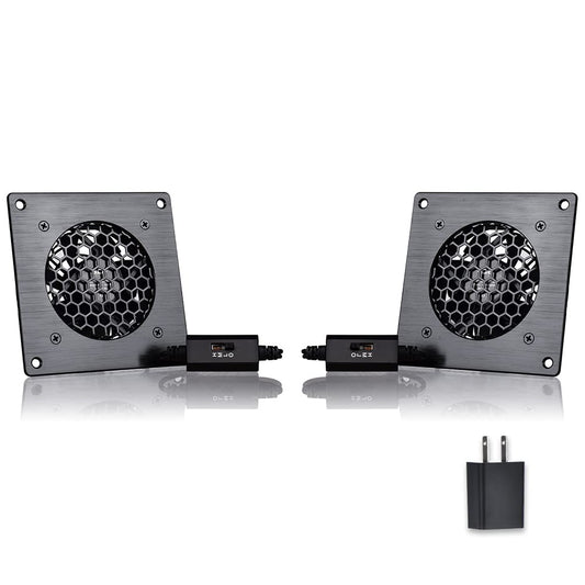 SCCCF USB Cabinet 80MM Fan Quiet Cooling Fan System 4" with Speed Control, for Home Theater AV Cabinets (2PACK)