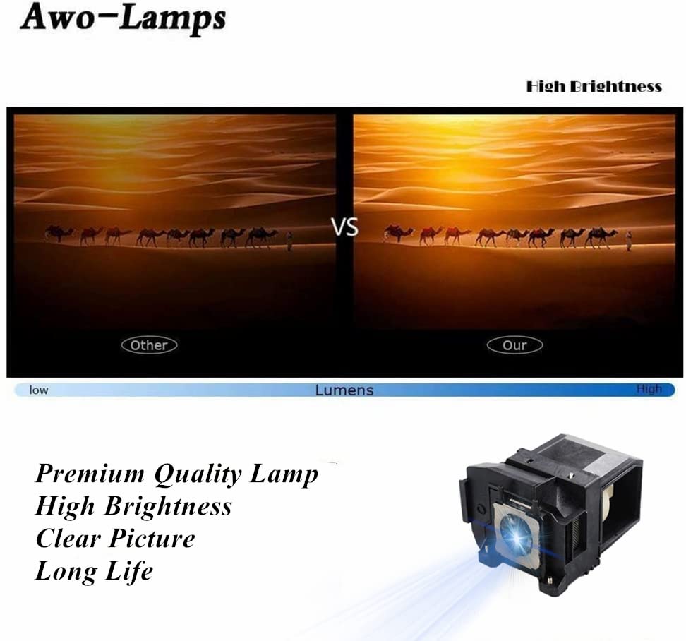 AWO V13H010L85 Replacement Lamp Bulb with Housing Fit for EPSON ELPLP85 PowerLite Home Cinema