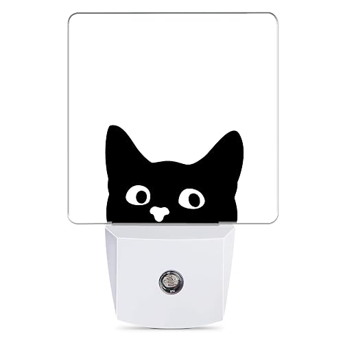 Jopowide Black Cat Cute Dusk to Dawn Night Light, Auto Sensor Lamp Home Indoor Stairway Kitchen Corridor, Night Lights Plug into Wall Decor, Boys