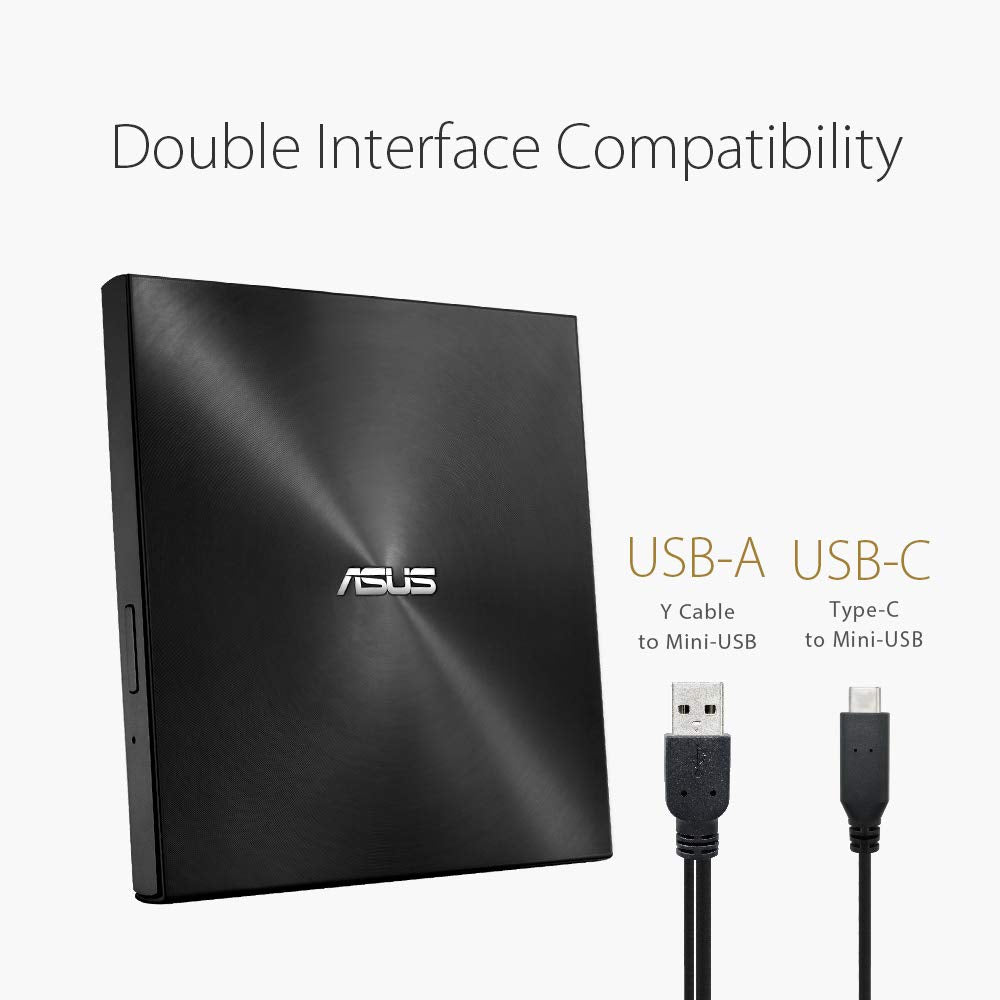 ASUS ZenDrive Black 13mm External 8X DVD/Burner Drive +/-RW with M-Disc Support, Compatible with Both Mac & Windows and Nero BackItUp for Android