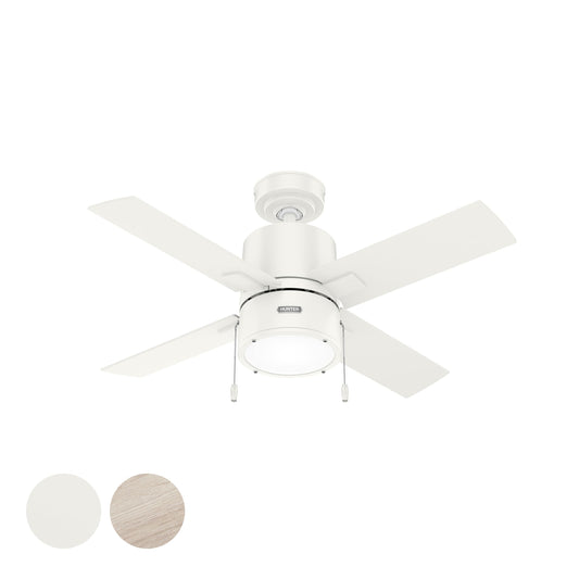 Hunter Fan 42 Inch Casual Fresh White Finish Indoor Ceiling Fan With LED Light Kit and Pull Chain (Renewed)