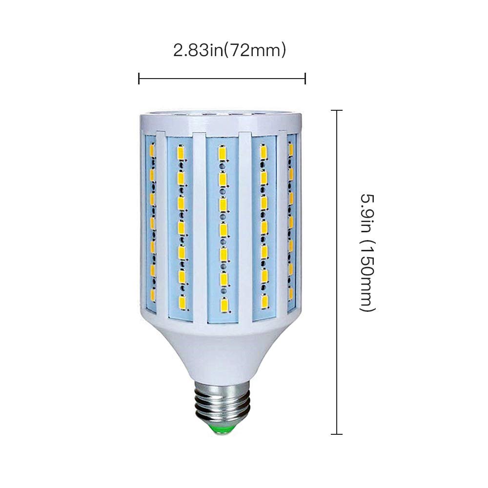 2 Pack 25W LED Corn Light Bulbs-250W Equivalent 3750 Lumens 98 LEDs 5730 SMD 6000K Cool Daylight White -E26 Base for IndoorOutdoor Use - Ideal